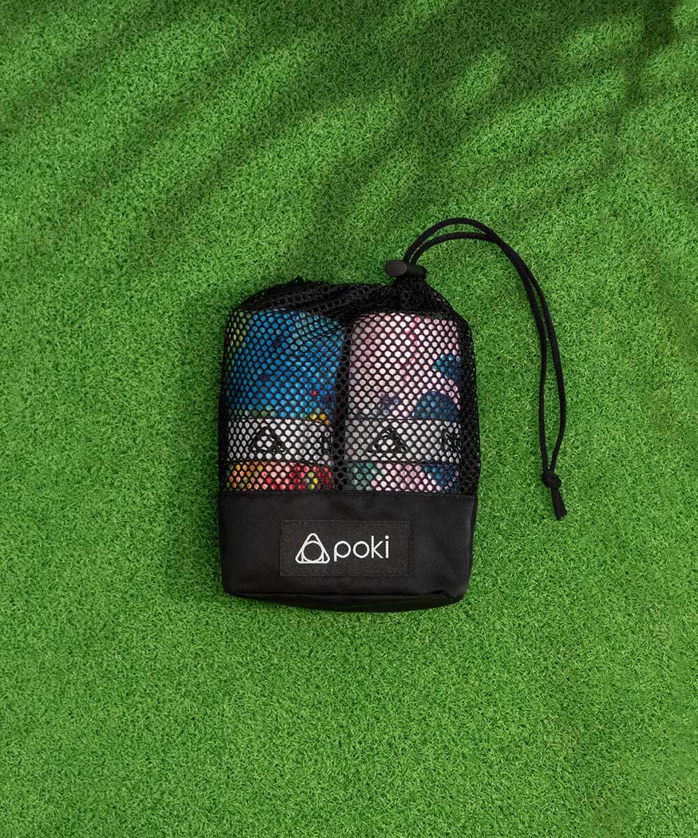 POKI快乾運動毛巾套裝，輕便網袋收納，適合外出和戶外活動，一套兩款設計。