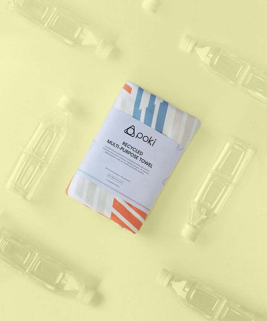 Zig Zag design recycled multi-purpose towel, fast-drying and eco-friendly, perfect for travel and outdoor activities.