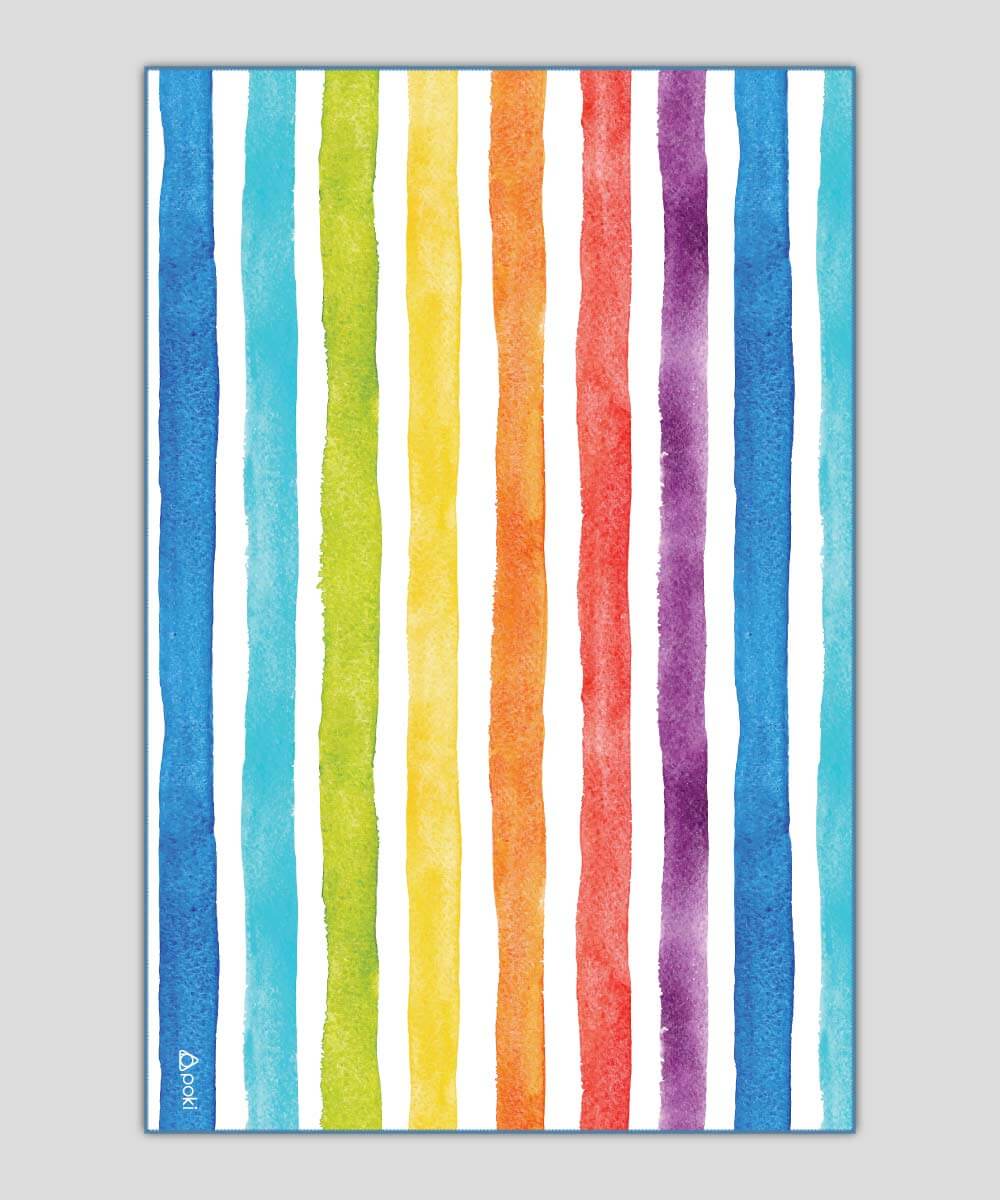 彩虹條紋快乾多用途毛巾，適合戶外活動的輕便設計，帶來舒適和吸水性。