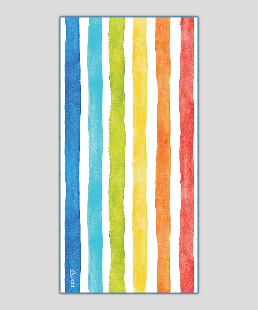 彩虹條紋快乾毛巾，便捷多用途，適合旅行和戶外活動，吸水性強且柔軟舒適。