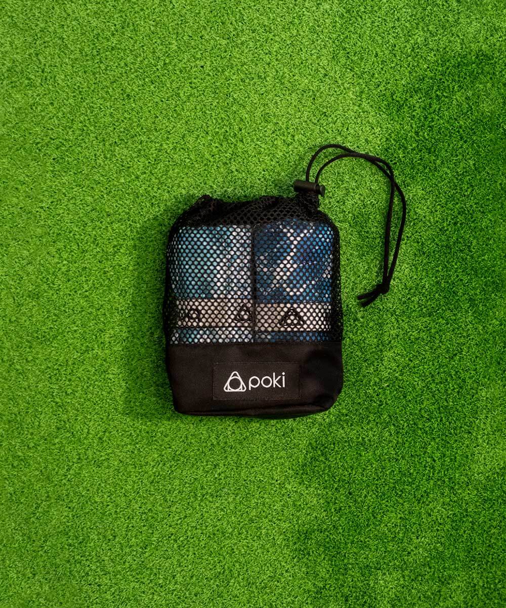 POKI快乾運動毛巾套裝，輕便網袋收納，適合外出與戶外活動，一套兩款設計。